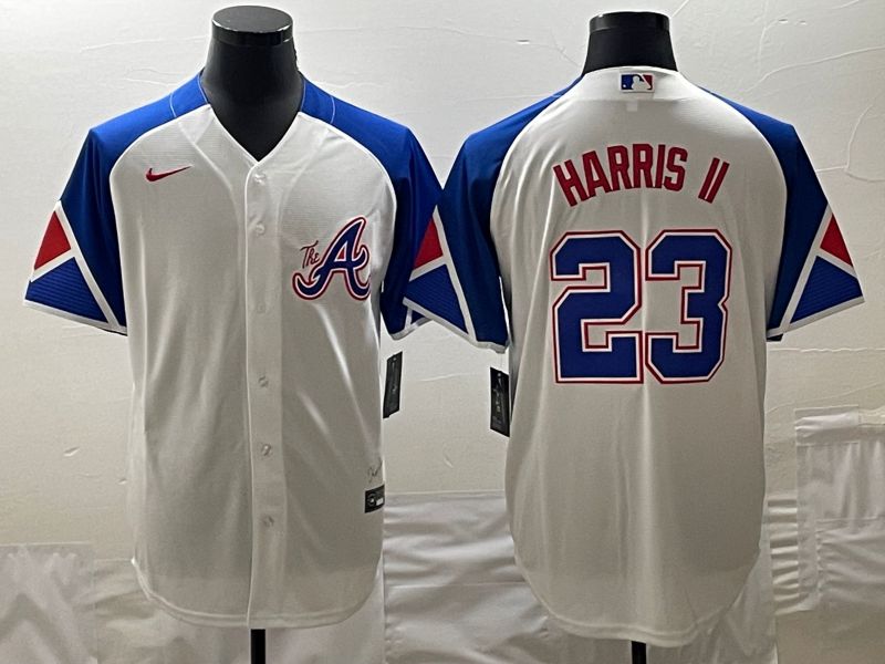 Men Atlanta Braves #23 Harris ii White City Edition 2024 Nike MLB Jersey style 1